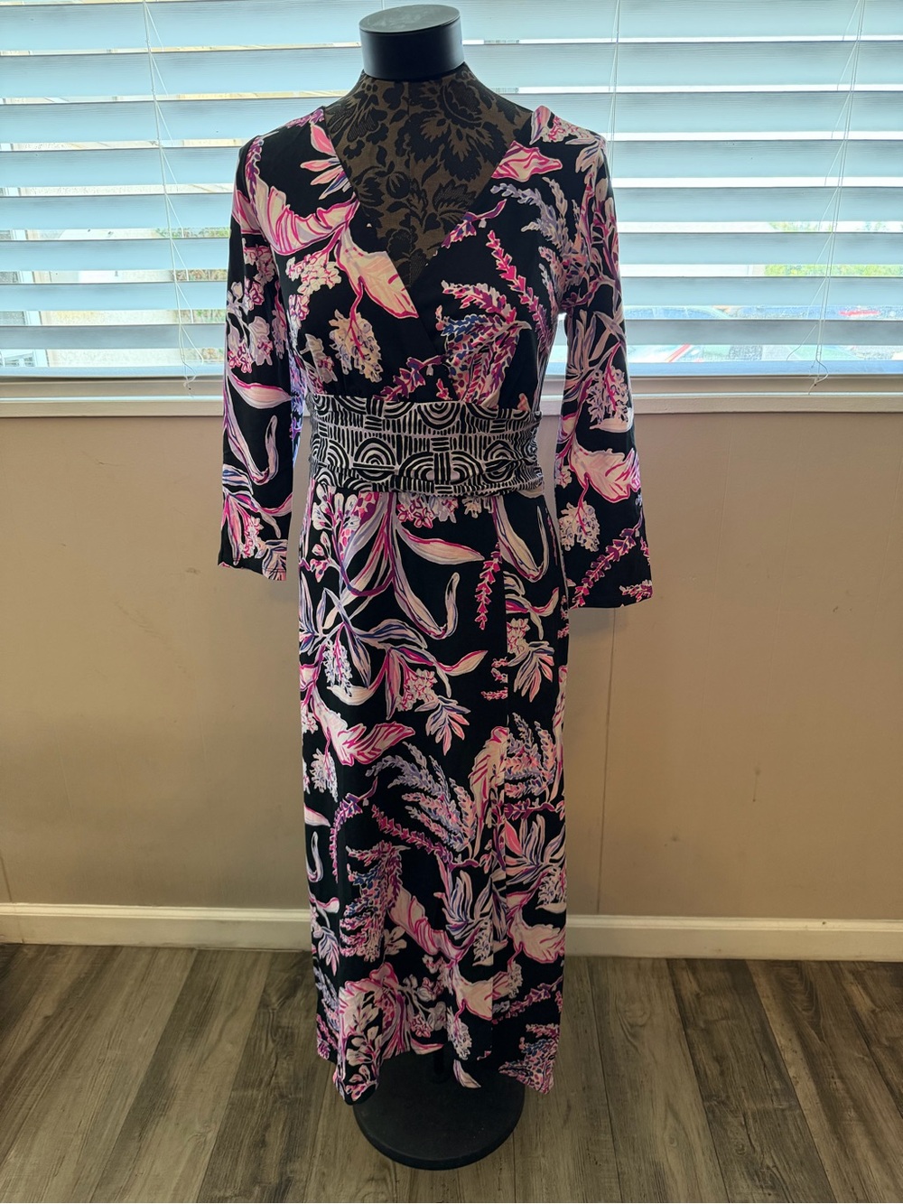 Lilly Pulitzer Fleuris Midi Dress Wild Within Engineered Knit Onyx Pink Size M
